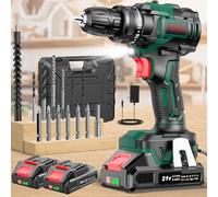 CEEIGOO Cordless Drill Brushless, Electric Drill 21V with 2×2000mAh Batteries, 42N.m Max Torque, PowerDrill with 18+1 Position & 2 Speed, LED Light, 14PCS Accessories for Home and Garden DIY Project