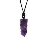 Ceekay Traders Laced Gemstone Amethyst Flat Point Pendant, Purple, Natural Crystal, 11g, Handcrafted in India
