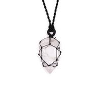 Ceekay Traders Laced Gemstone Rock Quartz Teardrop Pendant, Natural Stone, 11g, Handcrafted in India
