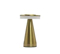 CeeKay Traders Modern Touch Table Lamp with Tall Copper Stem, USB-C Rechargeable, 400W, White Glass Top, Brass Finish