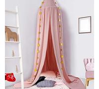 CeeKii Bed Canopy,Kids Nursery Room Decorations,Round Dome Mosquito Net,Play Tent Crib Nook for Babies Children's Bedroom DIY with Free Stars,Hight 94.5 inches (Pink)