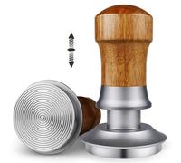 ceelatti 51mm Tamper, Spring Loaded Coffee Tamper 51mm, 30lbs Constant Pressure Calibrated Espresso Tamper for DeLonghi Barista Expresso, Wood Handle, Stainless Steel Ripple Base, Silver