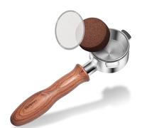 ceelatti Bottomless Portafilter 54mm with 0.2mm Ultra-Thin Puck Screen for Sage Espresso Coffee Machine, Wood Handle, Stainless Steel Head