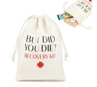CEELGON 10 Pack But Did You Die Hangover Kit Bags for Bachelorette Birthday Party Favors Gifts 5" x 7" Drawstring Recovery Kit Goodie Pouch Girls Trip Emergency Supplies (Red)