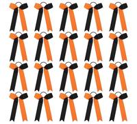 CEELGON 20 PCS College Style Cheer Bows Collegiate Long Tail Skinny Bow Elastic Hair Tie for Teens Girls Softball Competition Sports Cheerleaders (Orange/Black)