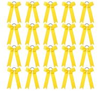 CEELGON 20 PCS College Style Cheer Bows Collegiate Long Tail Skinny Cheer Bow Elastic Hair Tie Bows for Teens Girls Softball Competition Sports Cheerleaders (Yellow)