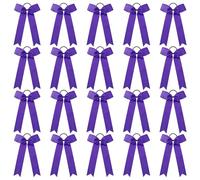 CEELGON 20 PCS College Style Cheer Bows Collegiate Long Tail Skinny Cheer Bow Elastic Hair Tie Bows for Teens Girls Softball Competition Sports Cheerleaders (Purple)