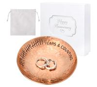 CEELGON 22 Year Wedding Anniversary Copper Gifts 22th Gifts 4" Copper Jewelry Tray Engraved Decorative Dish for Couple Him or Her