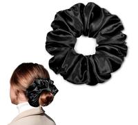 CEELGON Black Big Satin Scrunchie6.5 Inches Jumbo Scrunchies Silky Hair Ties Oversized Ponytail Holderfor Thick Curly Hair Extra Large Hair Accessories for Women (Black)