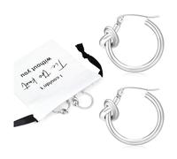 CEELGON Tie the Knot Gold Hoop Earrings Bridesmaid Gifts with Cotton Drawstring Gift Bag Bridesmaid Jewelry Gift Box Bridesmaid Proposal Gift Bridal Party Favors, 6 set, Stainless Steel, No Gemstone