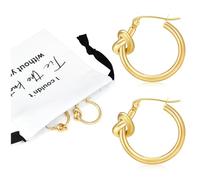 CEELGON Tie the Knot Gold Hoop Earrings Bridesmaid Gifts with Cotton Drawstring Gift Bag Bridesmaid Jewelry Gift Box Bridesmaid Proposal Gift Bridal Party Favors, 1 Set, Stainless Steel, No Gemstone