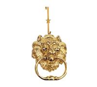 CEENAZ Lion Head Door Knocker & Wreath Hanger Set - Heavy-Duty Front Door Knocker with Ring Pull + Over-The-Door Hook for Wreaths - Elegant Entryway Decor - Easy Install (Gold)