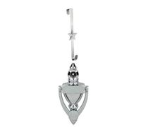 CEENAZ Traditional Door Knocker with Built-in Door Viewer and Matching Over-The-Door Wreath Hanger - Classic Front Door Hardware Set - Durable, Decorative & Easy to Install (Silver Chrome)