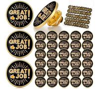 Ceenna 50 Pcs Employee of The Month Lapel Pin Bulk Star Recognition Appreciation Gift Enamel Gold Plated Performance Reward Gift for Staff Team Volunteer Nurse Teacher(Great Job)