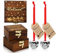Ceenna Christmas Believe Bell Gifts Magical Polar Bells Ornaments Bulk Santa Sleigh Bells Christmas Polar Train Party Gifts Decoration Christmas Stocking Stuffers Christmas Tree Decor(Brown,2 Sets)