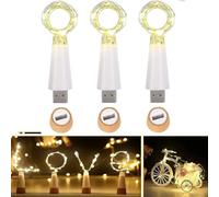 Ceepko USB Bottle Lights Rechargeable Waterproof Wine Bottles String Lights 59 Inch 15 LEDs Cork Fairy Lights for Bottles DIY Party Christmas Decorations