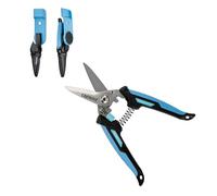CEERAYZ 185mm All Purpose, Heavy Duty Scissors, Garden Shears, Scissors for DIY Projects, Office, Production Lines, Pruning, with Protective Sheath and Magnetic Holder (Black/Blue)