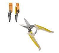 CEERAYZ 185mm Notch Scissors All Purpose Heavy Duty, Garden Shears, Scissors for DIY Projects, Office, Production Lines, Pruning, with Protective Sheath and Magnetic Holder (Brown/Yellow)
