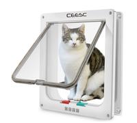CEESC Large Cat Flap (Outer Size 11" x 9.8"), 4 Way Locking Large Cat Flap Door for Interior Exterior Doors, Weatherproof Pet Door for Cats & Doggie