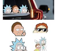 Ceeyoll Pack of 4 Reflective Rick and Morty Stickers, Car Stickers, Anime Decorative Cartoon Stickers for Car, Funny Waterproof Anime Sticker, Suitable for Car, Motorcycle, Fridge, Computer
