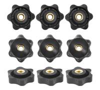 CEEYSEE 10 Pcs Clamping Nuts M6 Through Hole Stars Knob Female Thread Nut Clamping Knob Grip Knurled Knob Handle Internal Thread Clamping Screw Knob for Machinery and Industrial Equipment (MHLM/M6)