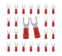 CEEYSEE 100 x Fork Terminals 0.5-1.5 mm² Hole Diameter M4 for Electric Crimping Terminals Cable Partially Insulated PVC Cable Connectors (Red/DPFH)