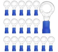 CEEYSEE 100Pcs M6 of Blue Insulated Ring Terminal-Electrical Wire Connectors-Ring Crimp Terminals Connectors(PRL6)