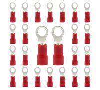 CEEYSEE 100Pcs Ring Wire Connectors M4 of Red Insulated Electrical Crimp Connectors Copper Ring Terminals（PRH4)