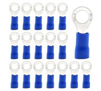 CEEYSEE 100Pcs Ring Wire Connectors M5 of Blue Insulated Electrical Crimp Connectors Copper Ring Terminals(PRL5)