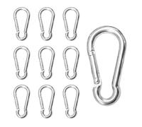 CEEYSEE 10Pcs Spring Snap Hooks M4 304 Stainless Steel Carabiner Clip Heavy Duty Rope Connector Keychain Clips Carabine Spring Clasp for Outdoor Camping Fishing (U/M4/DG)