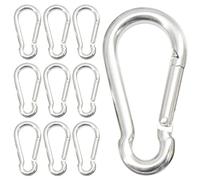 CEEYSEE 10Pcs Spring Snap Hooks M6 304 Stainless Steel Carabiner Clip Heavy Duty Rope Connector Keychain Clips Carabine Spring Clasp for Outdoor Camping Fishing (U/M6/DG)