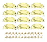 CEEYSEE 12Pcs Cup Handles for Drawers 81 X 35mm Shell Pull Handles Vintage Antique Drawer Semicircle Handle Furniture Door Knobs Handles with Screws (KLSJ/Gold)