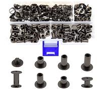CEEYSEE 150Pcs (75 Sets) Chicago Screws Assorted Kit M5 x 6/10/12mm Nail Rivet Chicago Button for DIY Leather Decoration Bookbinding Round Flat Head Stud Screw (ZBYD-QS)