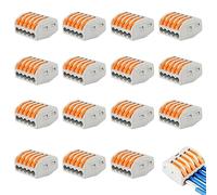 CEEYSEE 17 Pcs Compact Wire Connectors 5 Port Diy Electrical Connector Blocks Circuit Inline Splices Lever Nut Connector Quick Cable Clamp Spring Butt Terminal Connectors（5 Port ）