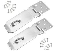 CEEYSEE 2 Pcs Door Hasp and Staple 4 Inch Gate Latch Stainless Steel Padlock Hasp Padlock Hasp and Staple Heavy Dut with Screws for Gate,Window,Cabinet,Pet Cage,Crate,Shed (MK180)