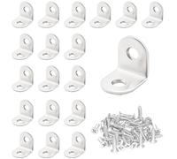 CEEYSEE 20pcs L Brackets 20×20mm Stainless Steel 90 Degree Shaped Angle Corner Bracket with 40 Stainless Screws for Fixing Wood Furniture Tables Chairs Door Window Bookshelves etc(U20)