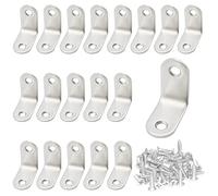 CEEYSEE 20pcs L Brackets 30×30mm Stainless Steel 90 Degree Shaped Angle Corner Bracket with 40 Stainless Screws for Fixing Wood Furniture Tables Chairs Door Window Bookshelves etc(U30)