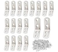 CEEYSEE 20pcs L Brackets 40×40mm Stainless Steel 90 Degree Shaped Angle Corner Bracket with 80 Stainless Screws for Fixing Wood Furniture Tables Chairs Door Window Bookshelves etc(U40)