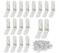 CEEYSEE 20pcs L Brackets 50×50mm Stainless Steel 90 Degree Shaped Angle Corner Bracket with 80 Stainless Screws for Fixing Wood Furniture Tables Chairs Door Window Bookshelves etc(U50)