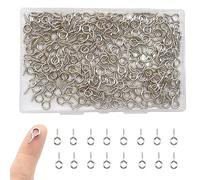 CEEYSEE 300 Pcs Small Eye Screws 8 x 17mm Mini Screw Eye Pin Peg Self Tapping Screws Hooks Ring for Arts Crafts Projects (YJY1)