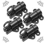 CEEYSEE 4 PCS Window Gate Latch,Door Spring Bolt, Aluminum Alloy Security Automatic Hasp Lock,Bounce Lock for Window Door,Shed Doors Gates and Outhouse Doors (U/FJ/Black)