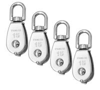 CEEYSEE 4Pcs M15 Pulley 304 Stainless Steel Pulley Single Pulley Set Heavy Duty Pulley Drum for Ropes Camping Gym Wheel Hanger Out Door Pulley Load Capacity 35kg(U/M15)