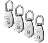 CEEYSEE 4Pcs M20 Pulley 304 Stainless Steel Pulley Single Pulley Set Heavy Duty Pulley Drum for Ropes Camping Gym Wheel Hanger Out Door Pulley Load Capacity 75kg(U/M20)