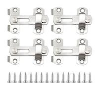 CEEYSEE 4Pcs Stainless Steel Flip Latch Safety Door Lock Bolt Lock with Sliding Barn Door Lock for Bathroom, Outdoor, Garage, Window, Garden,Cabinet Pet Cage Crate Fitting(Silver/UYFK)