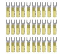 CEEYSEE 50PCS Heat Shrink Fork Connectors M5 Yellow 12-10 AWG Insulated Electrical Wire Crimp Connectors Terminal（RFY)