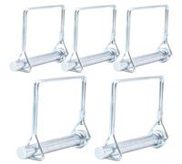 CEEYSEE 5Pcs Shaft Locking Pin 10mm Trailers Lock Hitch Lock Pin Zinc Plated Carbon Steel Round Loop Safety Wire Lock Pin Length 80mm for Farm Trailers Trolley Wagons Lawn Garden Towing(FX/10x80mm)