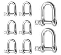 CEEYSEE 8Pcs D Shackle Heavy Duty M6 D Ring Shaped Screw Shackles 304 Stainless Steel Chain Link Tow Hook Shackle Locks for Towing Climbing Outdoor Camping Travel Maximum Load Capacity:220kg(U/M6/DXK)