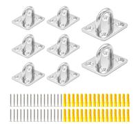 CEEYSEE 8Pcs Pad Eye Plate Hooks/Loops M5 304 Stainless Steel Suspension Ceiling Hook Staple Wall Ceiling Hammock Hooks Hanger for Wall Ceiling Hanging,with Screws (U/M5/FXG)