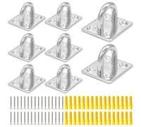 CEEYSEE 8Pcs Pad Eye Plate Hooks/Loops M6 304 Stainless Steel Suspension Ceiling Hook Staple Wall Ceiling Hammock Hooks Hanger for Wall Ceiling Hanging,with Screws (U/M6/FXG)