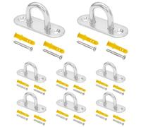 CEEYSEE 8Pcs Pad Eye Plate U Hooks/Loops M6 304 Stainless Steel Pad Eye Plate Hardware Ring Hooks for Hanging fix and Install Sandbags Yoga Clotheslines Hanging Baskets,with Screws (U/M6/CXG)